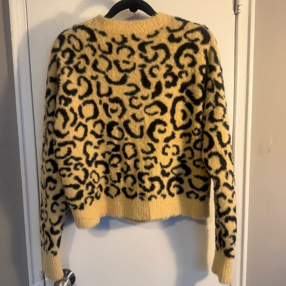 For Love & Lemons Black and Tan Leopard Print Crop Cardigan - Picture 2 of 4